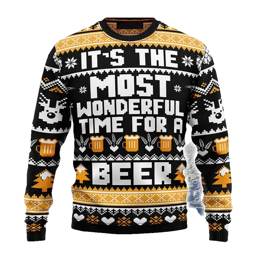 Wonderful Time To Beer Ugly Christmas Sweater - Moonbestprint