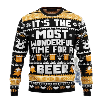 Wonderful Time To Beer Ugly Christmas Sweater - Moonbestprint
