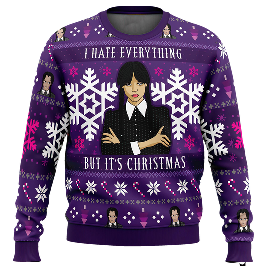 Wednesday Addams I Hate Everything Ugly Christmas Sweater - Moonbestprint