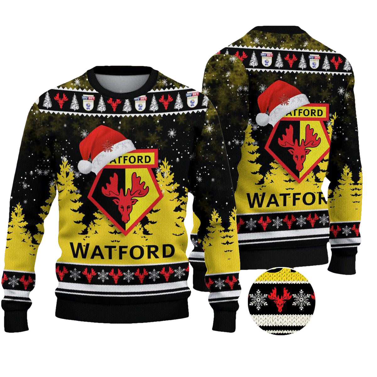 Watford Football Ugly Christmas Sweater Jumper - Moonbestprint