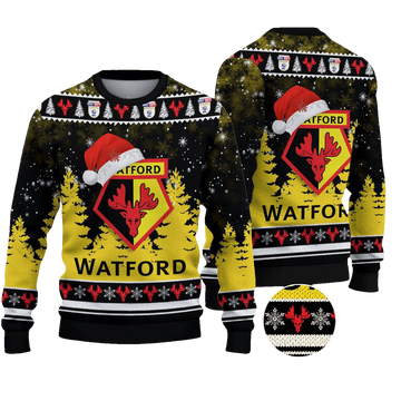 Watford Football Ugly Christmas Sweater Jumper - Moonbestprint