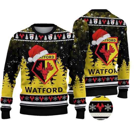 Watford Football Ugly Christmas Sweater Jumper - Moonbestprint