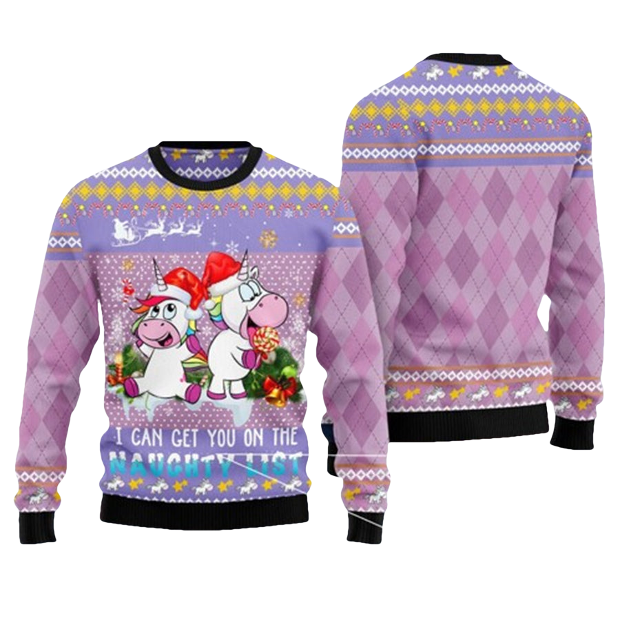 Unicorn Naughty List Ugly Christmas Sweater - Moonbestprint