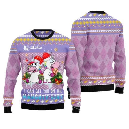 Unicorn Naughty List Ugly Christmas Sweater - Moonbestprint