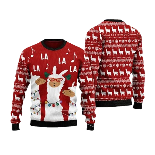 Three Llamas Singing Ugly Christmas Sweater - Moonbestprint