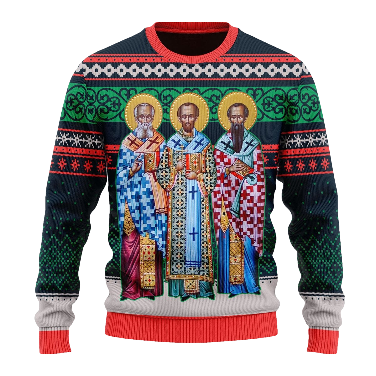 Three Great Hierarchs Ugly Christmas Sweater - Moonbestprint