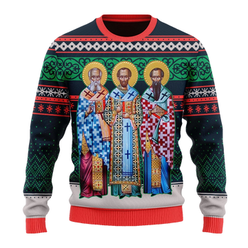 Three Great Hierarchs Ugly Christmas Sweater - Moonbestprint