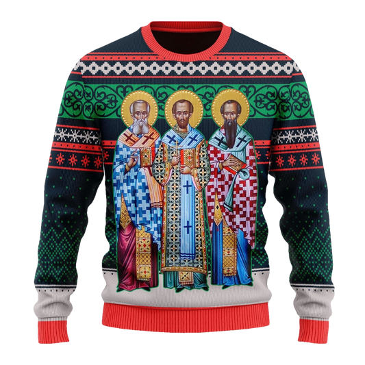 Three Great Hierarchs Ugly Christmas Sweater - Moonbestprint