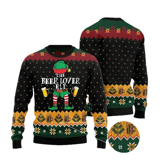 The Beer Lover Elf Ugly Christmas Sweater - Moonbestprint