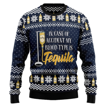Tequila My Blood Type Ugly Christmas Sweater - Moonbestprint