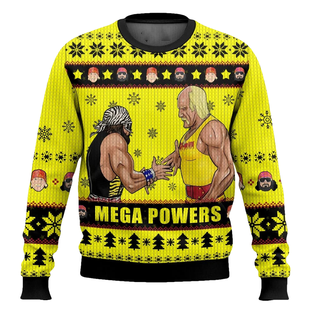Super Power Wrestlers Macho Man and Hulk Hogan Ugly Christmas Sweater - Moonbestprint
