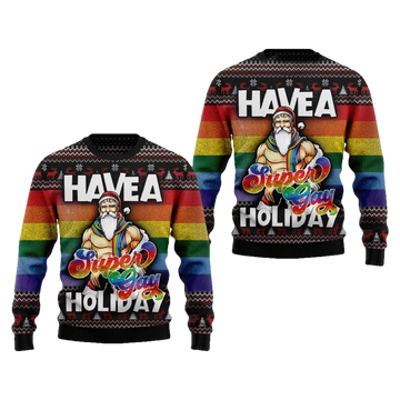 Super Gay Holiday Lgbt Pride Ugly Christmas Sweater - Moonbestprint