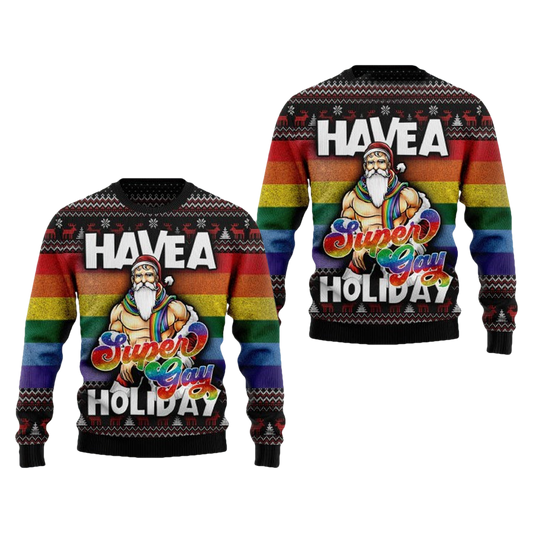 Super Gay Holiday Lgbt Pride Ugly Christmas Sweater - Moonbestprint