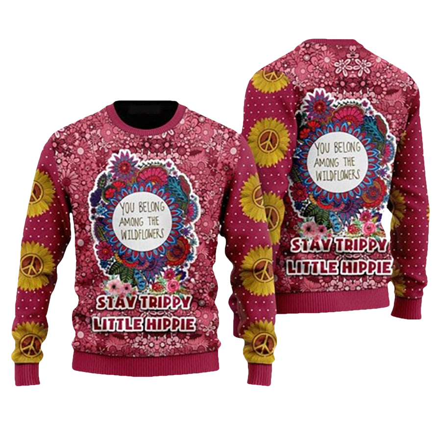 Stay Trippy Little Hippie Ugly Christmas Sweater - Moonbestprint