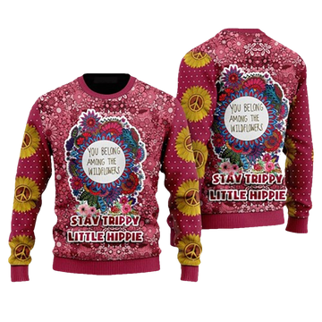 Stay Trippy Little Hippie Ugly Christmas Sweater - Moonbestprint
