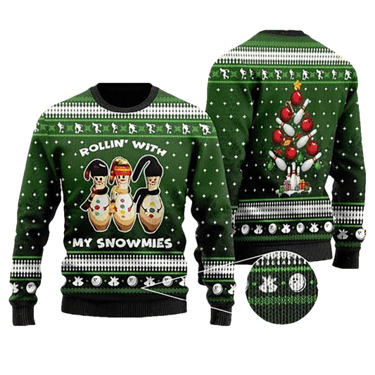 Snowman Bowling Ugly Christmas Sweater - Moonbestprint