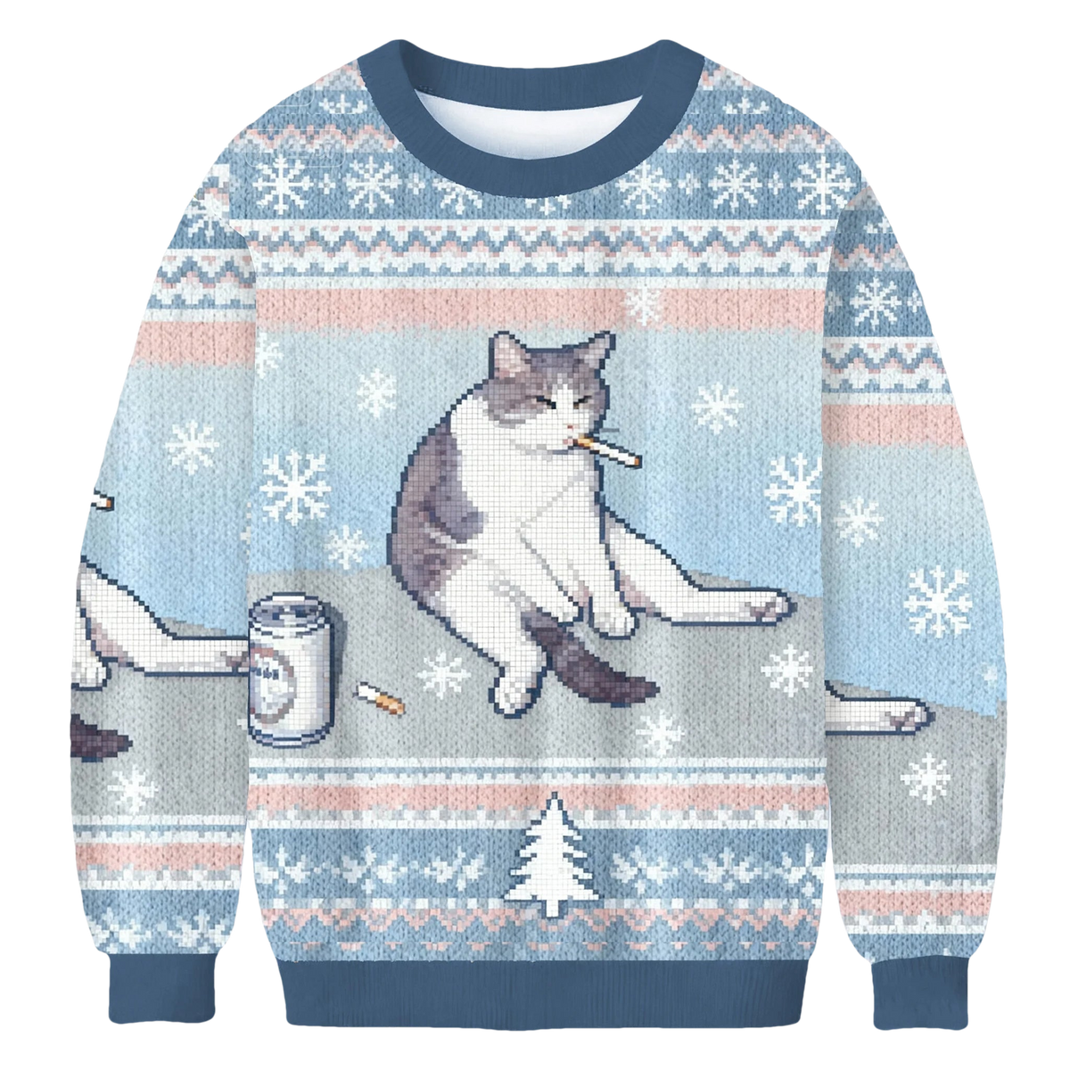 Smoking Cat Funny Meme Christmas Ugly Sweater - Moonbestprint