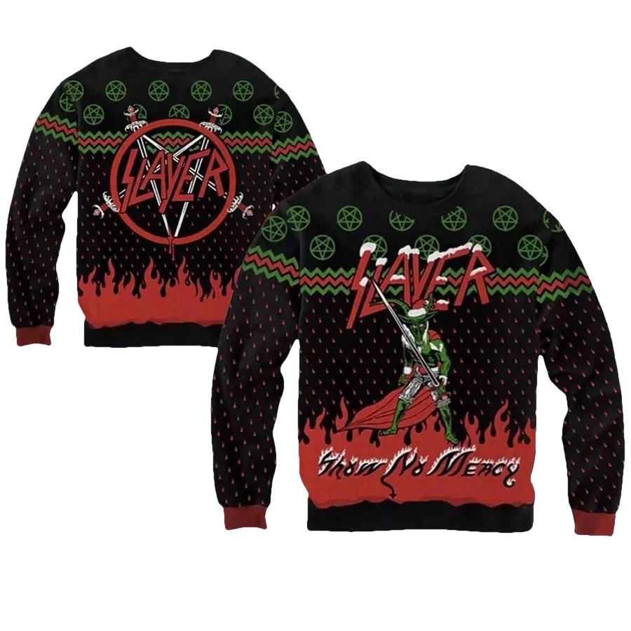 Slayer Band Show No Mercy Ugly Christmas Sweater - Moonbestprint