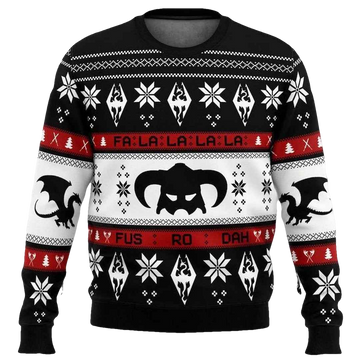Skyrim Dragon Fa La La La La Ugly Christmas Sweater - Moonbestprint