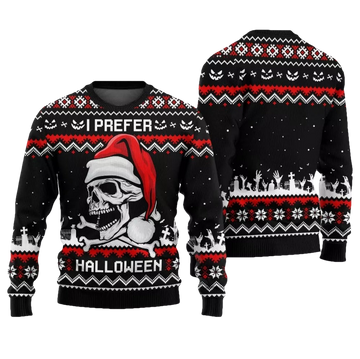 Skull I Prefer Halloween Ugly Christmas Sweater - Moonbestprint