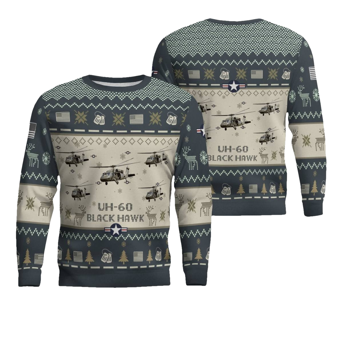 Sikorsky UH-60 Black Hawk Aircraft Ugly Sweater - Moonbestprint