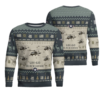 Sikorsky UH-60 Black Hawk Aircraft Ugly Sweater - Moonbestprint