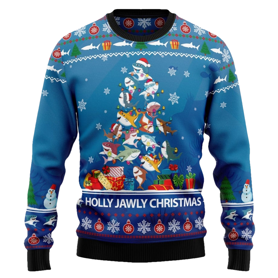 Shark Holly Jawly Ugly Christmas Sweater - Moonbestprint