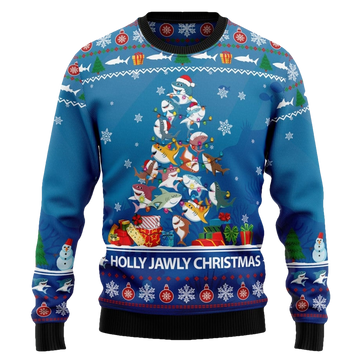 Shark Holly Jawly Ugly Christmas Sweater - Moonbestprint