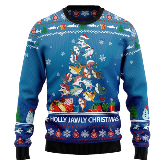Shark Holly Jawly Ugly Christmas Sweater - Moonbestprint