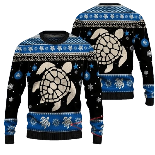 Sea Turtle Winter Ugly Christmas Sweater - Moonbestprint