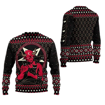 Satanic Satan Black Cat Ugly Christmas Sweater - Moonbestprint
