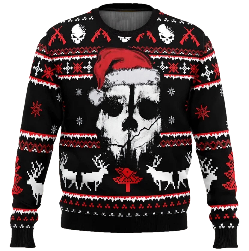 Santa Skull Head Ugly Christmas Sweater - Moonbestprint