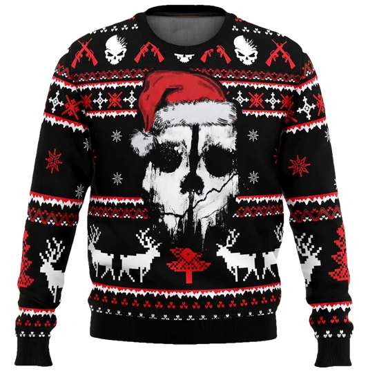 Santa Skull Head Ugly Christmas Sweater - Moonbestprint