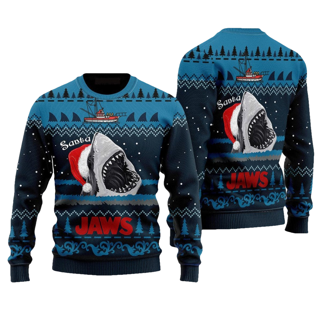 Santa Jaws Shark Ugly Christmas Sweater - Moonbestprint