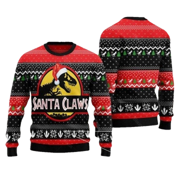 Santa Claws Jurassic Park Ugly Christmas Sweater - Moonbestprint