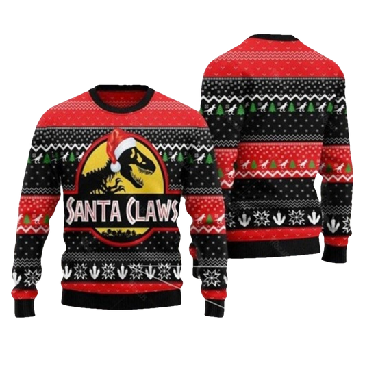 Santa Claws Jurassic Park Ugly Christmas Sweater - Moonbestprint
