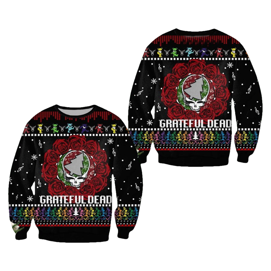 Rose Grateful Dead Ugly Christmas Sweater - Moonbestprint