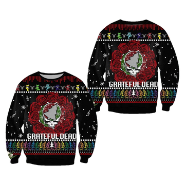 Rose Grateful Dead Ugly Christmas Sweater - Moonbestprint