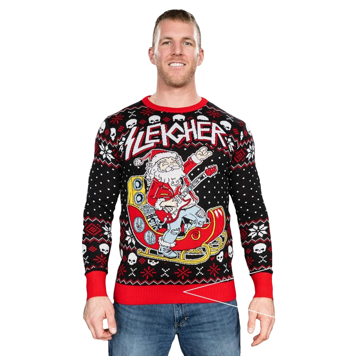 Rock And Roll Santa Claus Guitar Sleigher Ugly Christmas Sweater - Moonbestprint