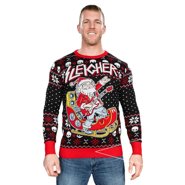 Rock And Roll Santa Claus Guitar Sleigher Ugly Christmas Sweater - Moonbestprint
