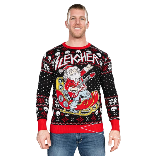 Rock And Roll Santa Claus Guitar Sleigher Ugly Christmas Sweater - Moonbestprint