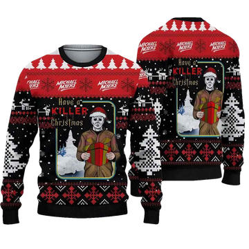 Retro Michael Myers Santa Claus Ugly Christmas Sweater - Moonbestprint