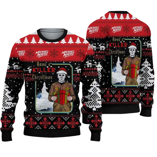 Retro Michael Myers Santa Claus Ugly Christmas Sweater - Moonbestprint