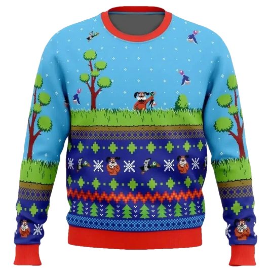 Retro Game Duck Hunt Ugly Christmas Sweater - Moonbestprint
