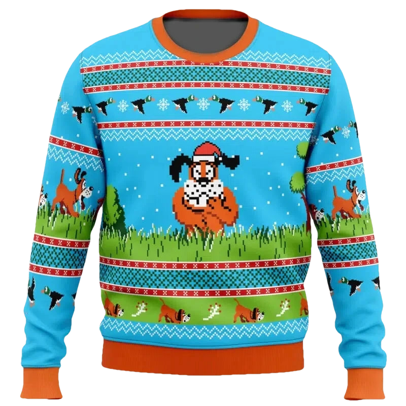 Retro Game Duck Hunt Dog Ugly Christmas Sweater - Moonbestprint