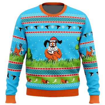 Retro Game Duck Hunt Dog Ugly Christmas Sweater - Moonbestprint