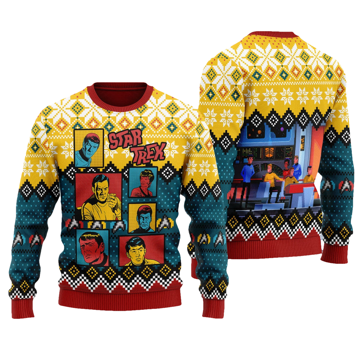Retro Character Squares Star Trek hristmas Sweater - Moonbestprint