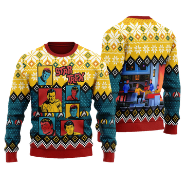 Retro Character Squares Star Trek hristmas Sweater - Moonbestprint