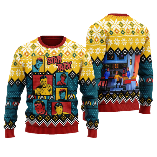 Retro Character Squares Star Trek hristmas Sweater - Moonbestprint