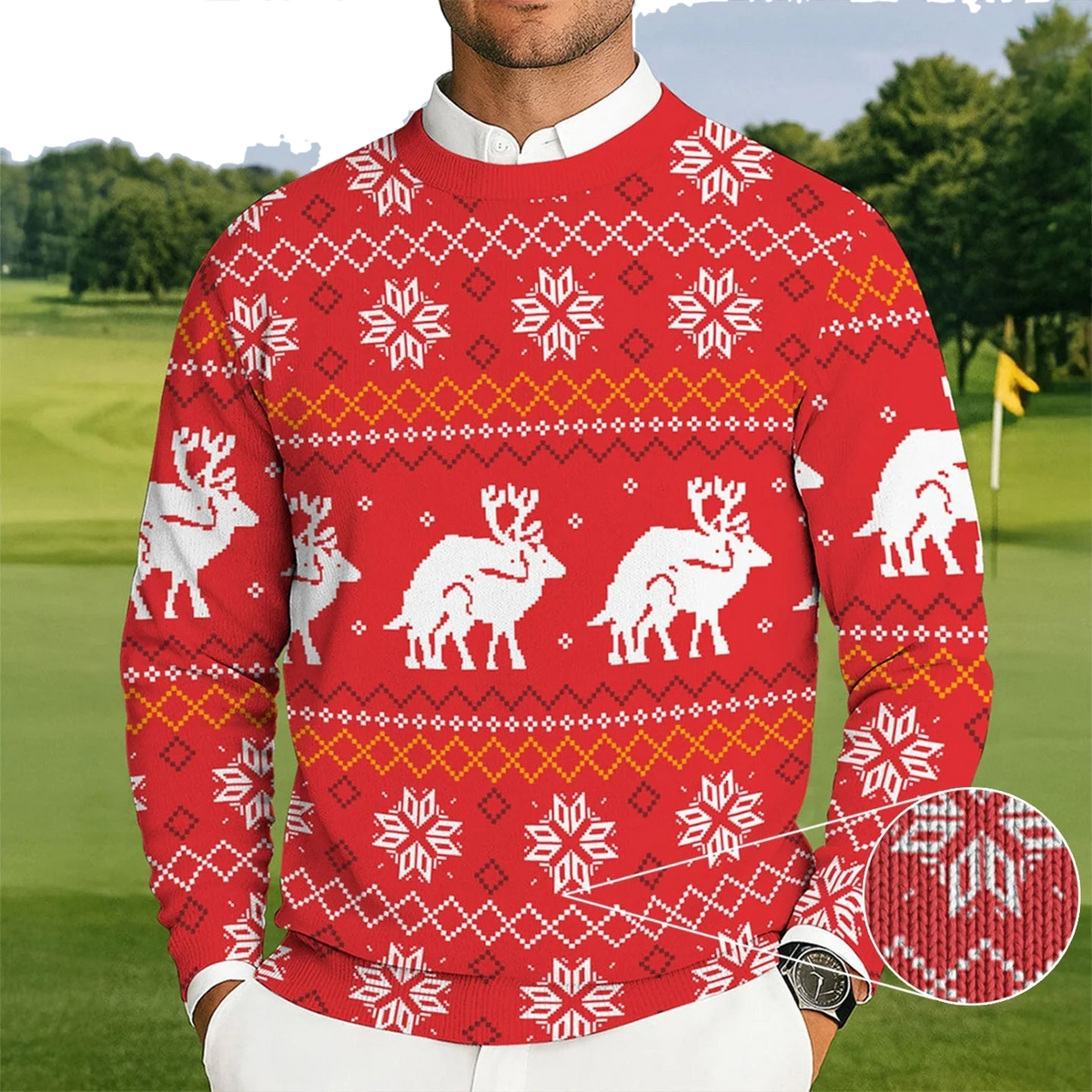 Red Naughty Reindeer Ugly Sweater Christmas - Moonbestprint